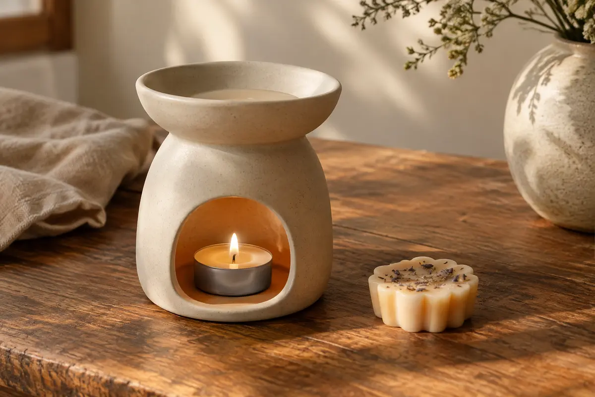 Brûle-parfum en céramique avec coupelle et fondant parfumé