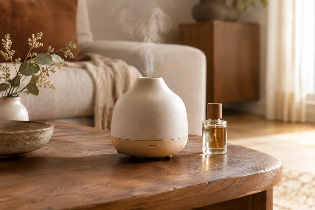 Diffuseur ultrasonique en céramique laissant échapper une brume légère